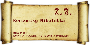 Korsunsky Nikoletta névjegykártya